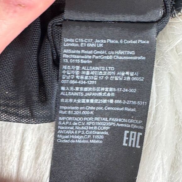 All Saints Lilliana Kettu Mini Dress Black Gold Shoulder Pads Sz 4 - Picture 8 of 11